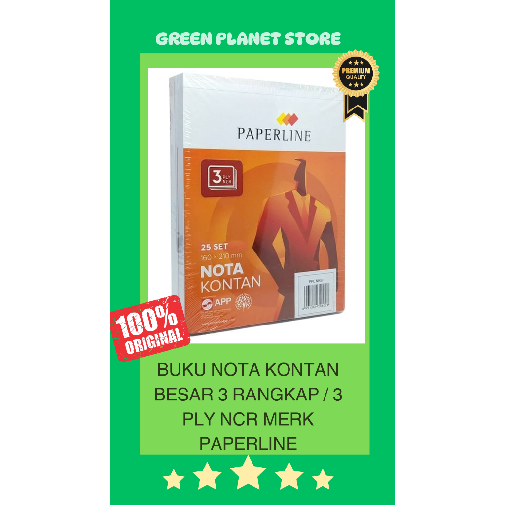 

Buku Nota Kontan Besar 3 Rangkap / 3 Ply NCR Merk Paperline ( Isi 10 buku )
