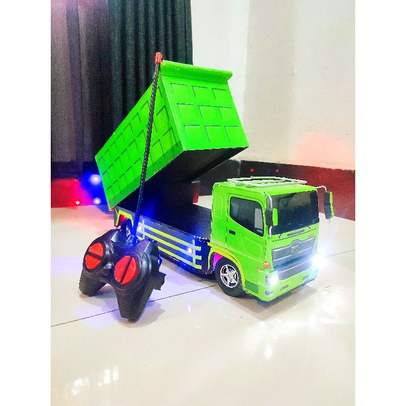 MAINAN TRUK ANAK DUMP RC_Miniatur Truk Dump jungkit Hijau Remot Control