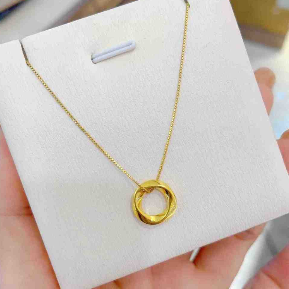 ❤️COD 17K emas asli Mos Ubi Ring Pendant Kalung emas