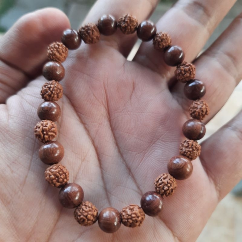 Gelang Kombinasi Kayu Nagasari Genitri 7mm