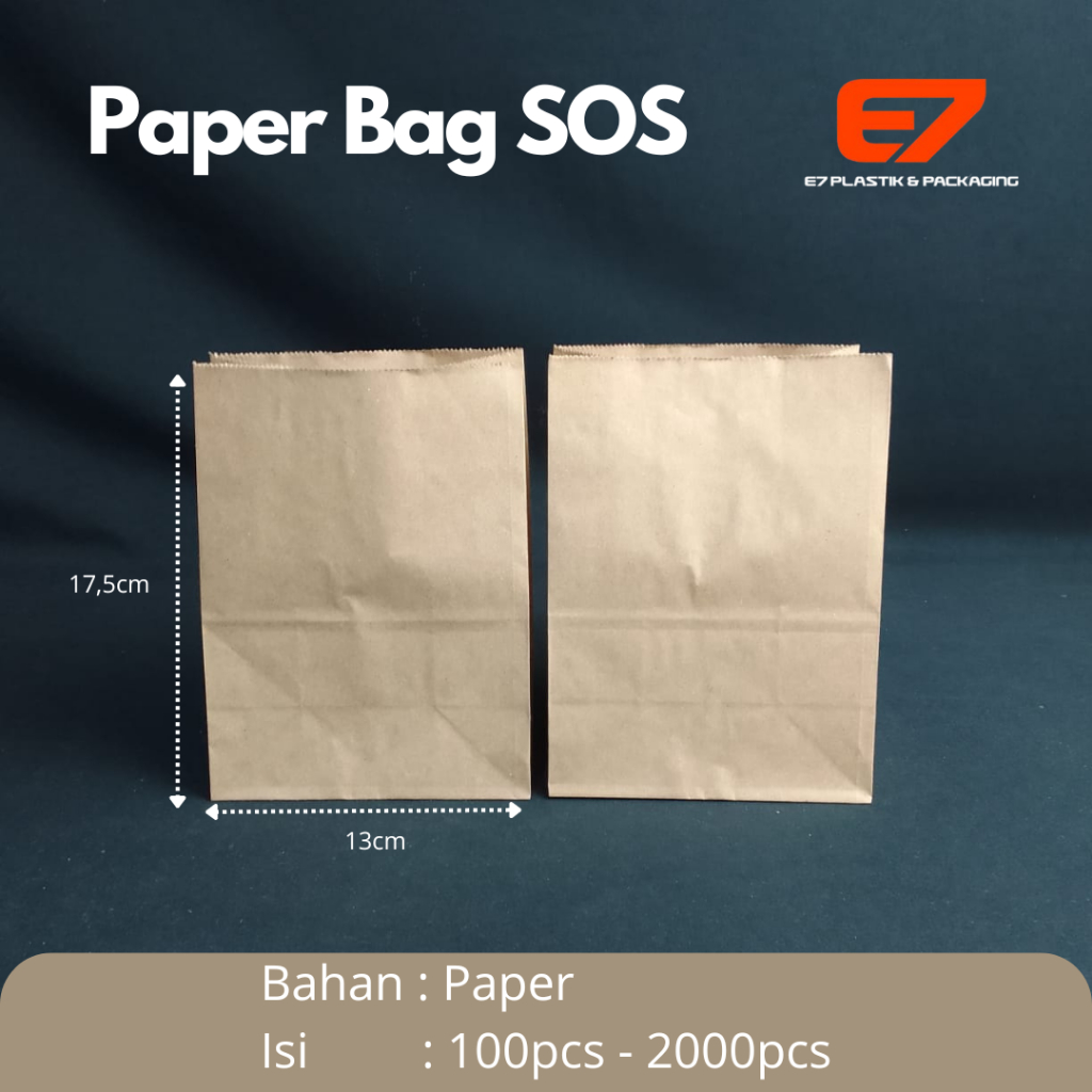 Paper SOS Bag Coklat - Kantong Kertas - Food Paper Bag - (50pcs)