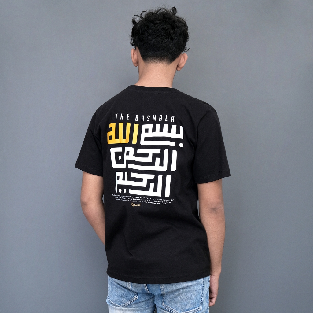 Kepswah Official - Kaos The Basmala Kaligrafi - Baju Sahabat Nabi Dakwah Muslim Islami - T-Shirt Com