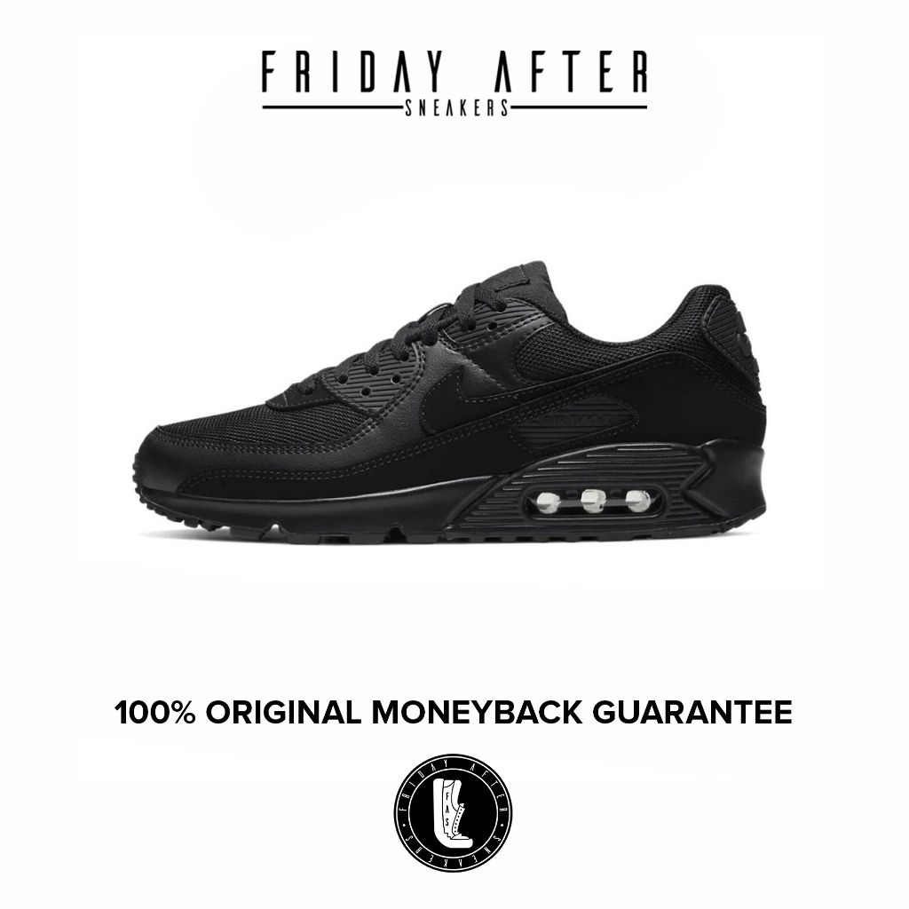 Sepatu Sneakers Pria Nike Air Max 90 Triple Black Original Resmi
