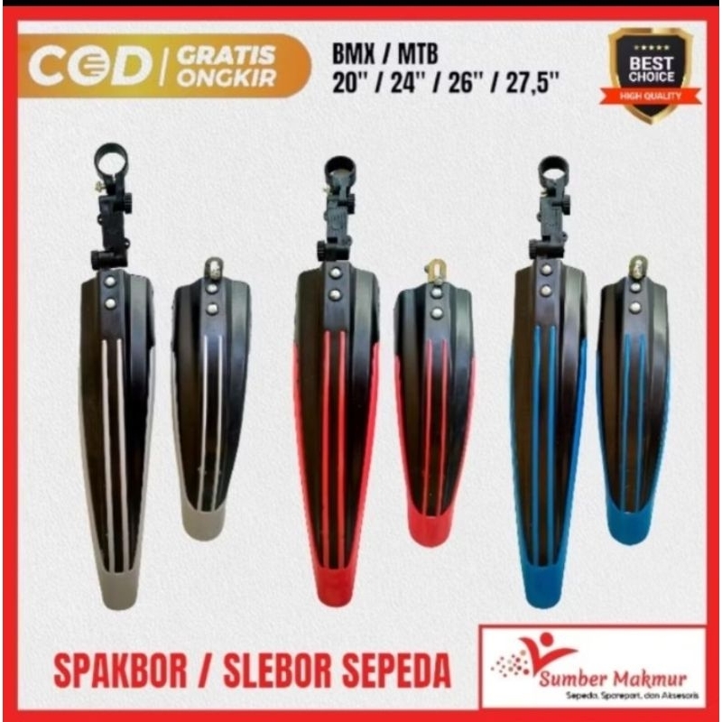 Fender / Spakbor / Slebor  Sepeda BMX MTB Ukuran 20 24 26 27 Merah Biru Abu