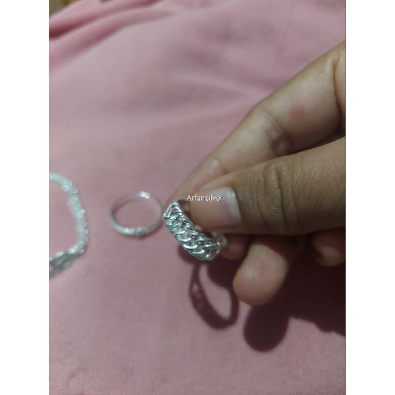 cincin perak rantai 2 jalur
