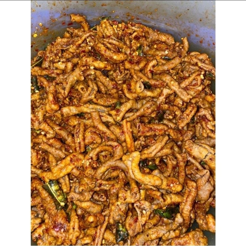 

Keripik usus ayam crispy pedas daun jeruk/ keripik usus berat 250 Gram