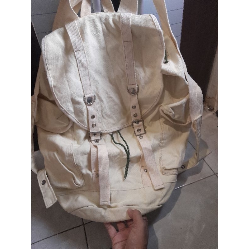 Ransel ala Kangol 45x40 kanvas tebal koleyah tas preloved tas second pl monza bag