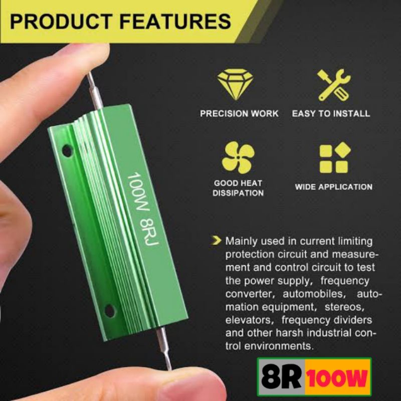 resistor 100watt 8ohm green alumunium 8R 100w dummy load speaker led