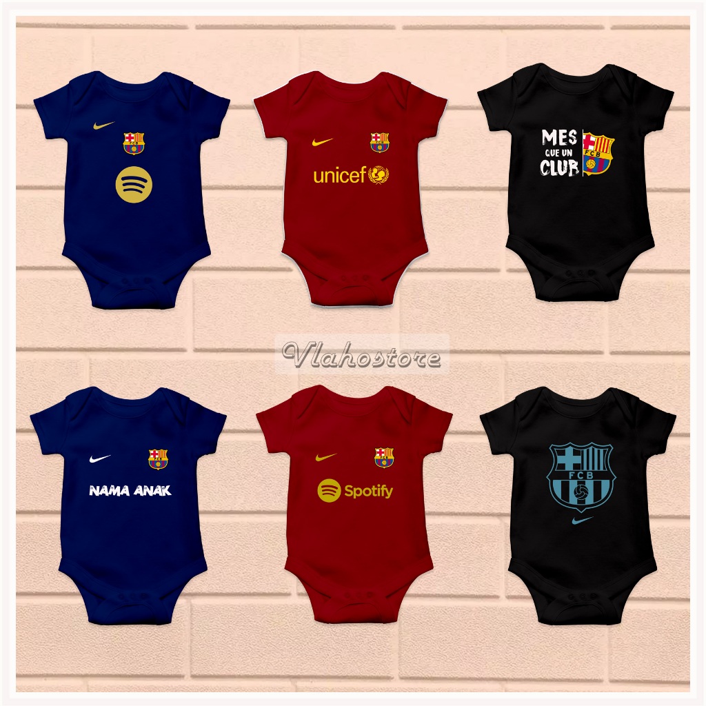 BAJU BABY BAYI JUMPER ROMPER BOLA BARCELONA BARCA