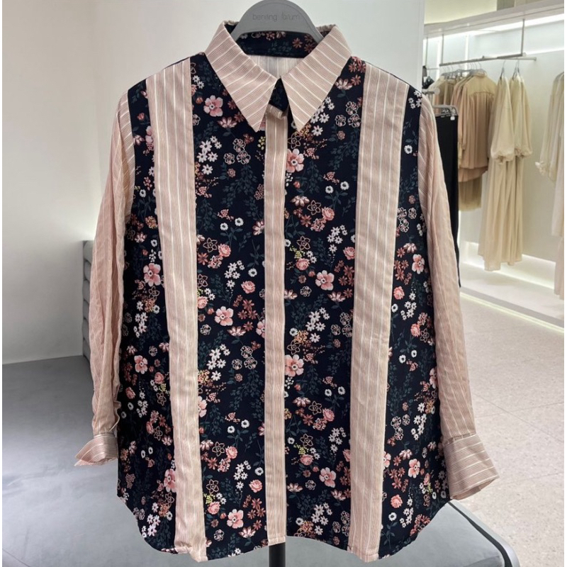 Benang Jarum-Jodie Jacquard Shirt-Black