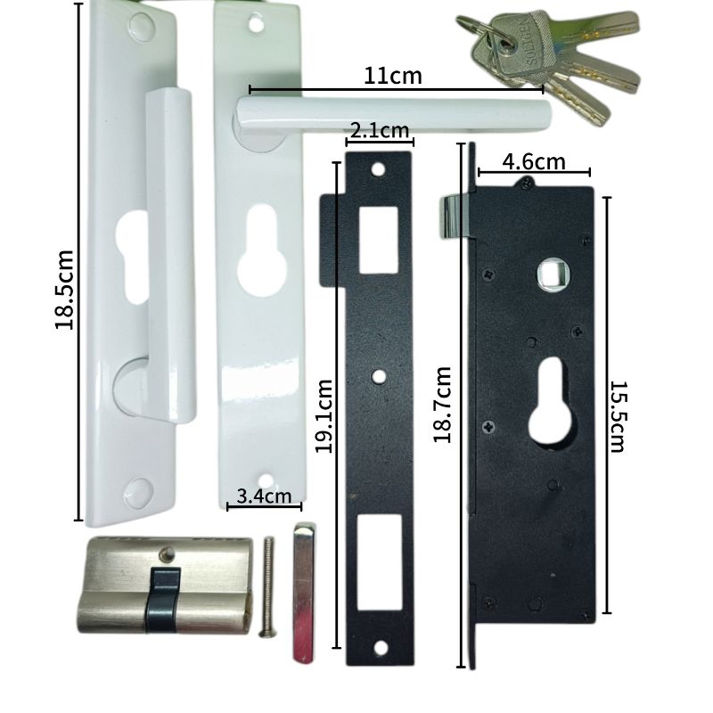 kunci pintu aluminium/kunci teralis handle kotak SOLIGEN D1-012 white