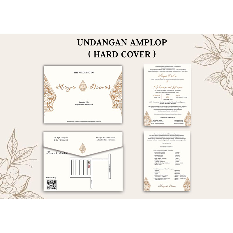 Undangan Pernikahan Amplop Hard Cover (ART CARTON) Tema Jawa Elegan MURAH KERTAS JASMINE MENGKILAT B