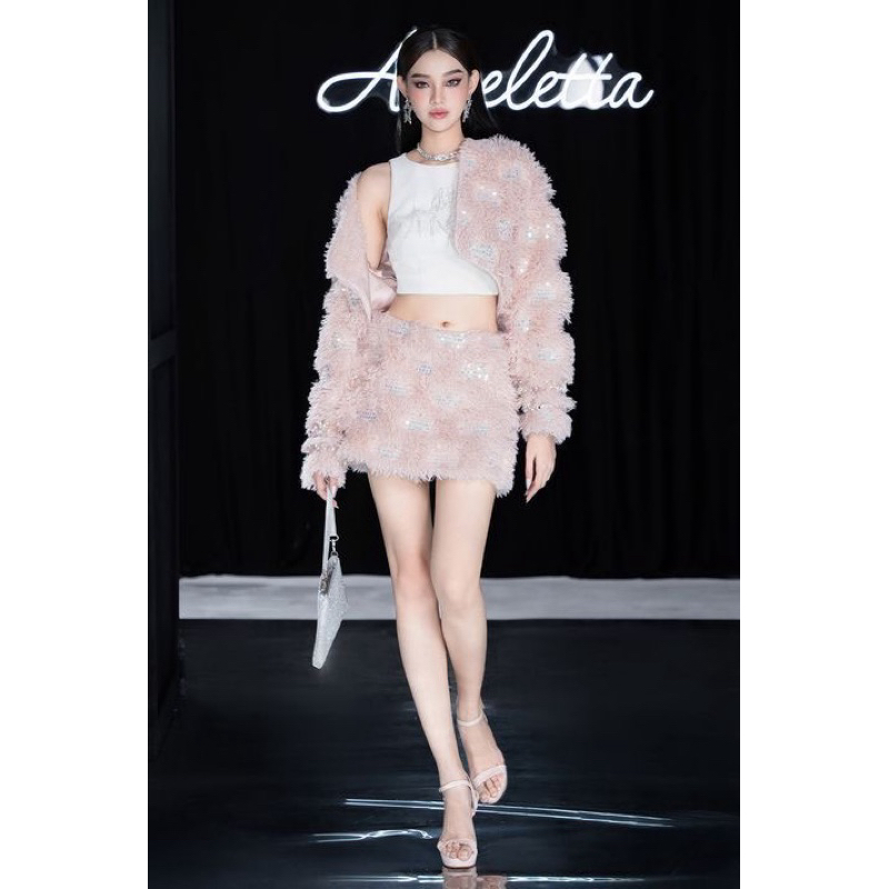 ONE SET CROP FUR JACKET & FUR SKIRT - Set fur outfit by hoccoshop rok bulu crop jaket bulu outfit bu