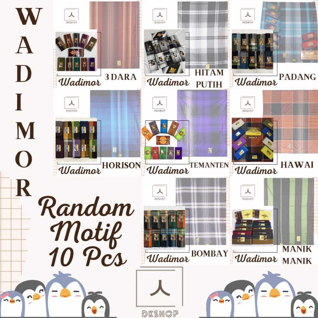 Sarung Wadimor Dewasa / Sarung Grosir 1 Dos isi 10 pcs / Wadimor Klir / Sarung Grosir Ecer