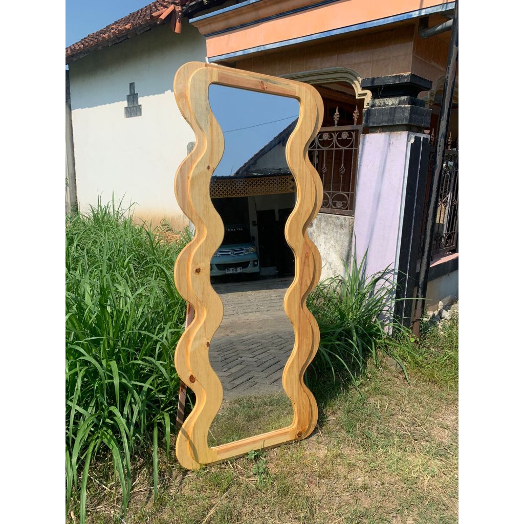standing mirror aesthetic wave mirror kayu standing mirror kayu full body
