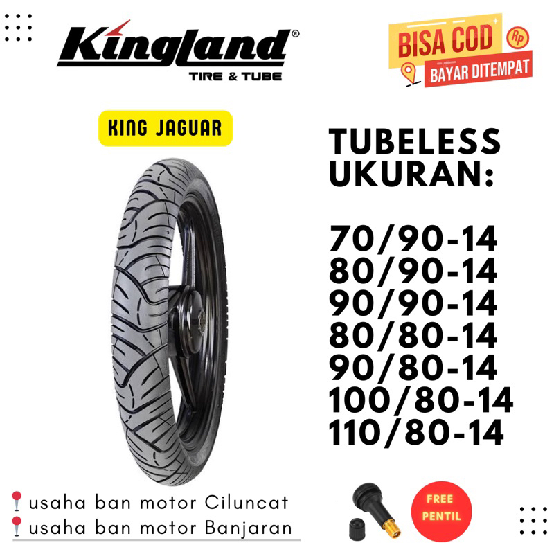 KINGLAND KING JAGUAR 70/90-14 80/90-14 90/90-14 80/80-14 90/80-14 100/80-14 110/80-14 TUBELESS BAN M