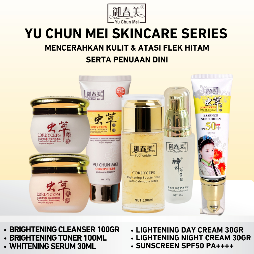 YU CHUN MEI Paket Lengkap ORIGINAL LOKAL BPOM BUNDLE 6 IN 1 GLOWING ANTI FLEK HITAM