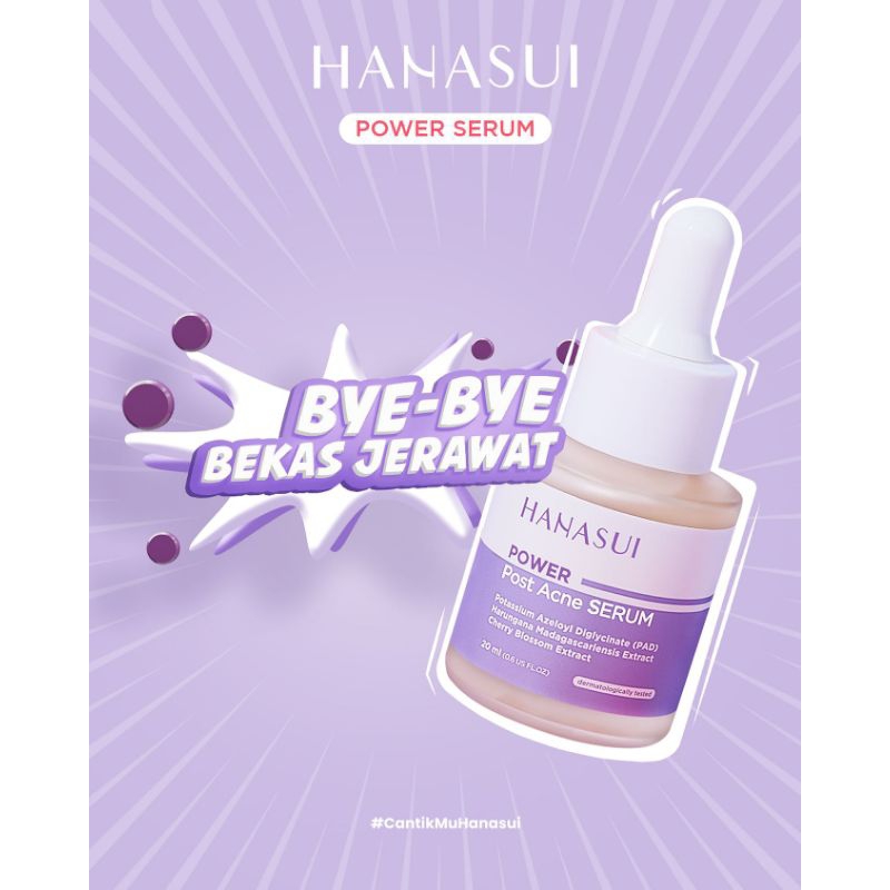 Hanasui Serum Power Post Acne Ungu untuk Menyamarkan bekas jerawat, flek hitam, dan peradangan pada 