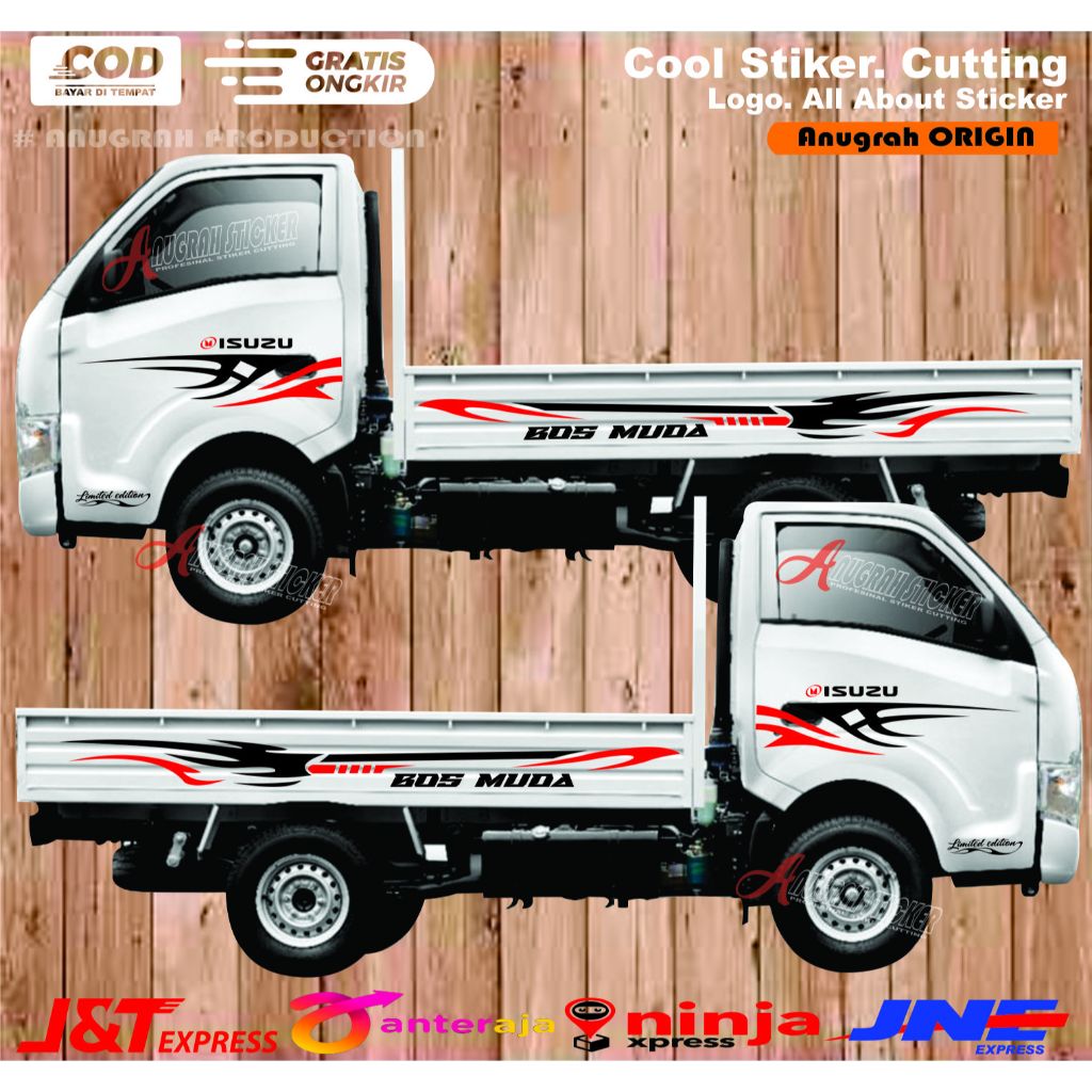STICKER MOBIL PICK UP TRAGA STRIPING STICKER MOBIL PICKUP ISUZU TRAGA BOSS MUDA