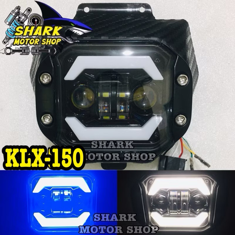 Reflektor lampu depan KLX-150 LED laser senja 2warna lampu motor