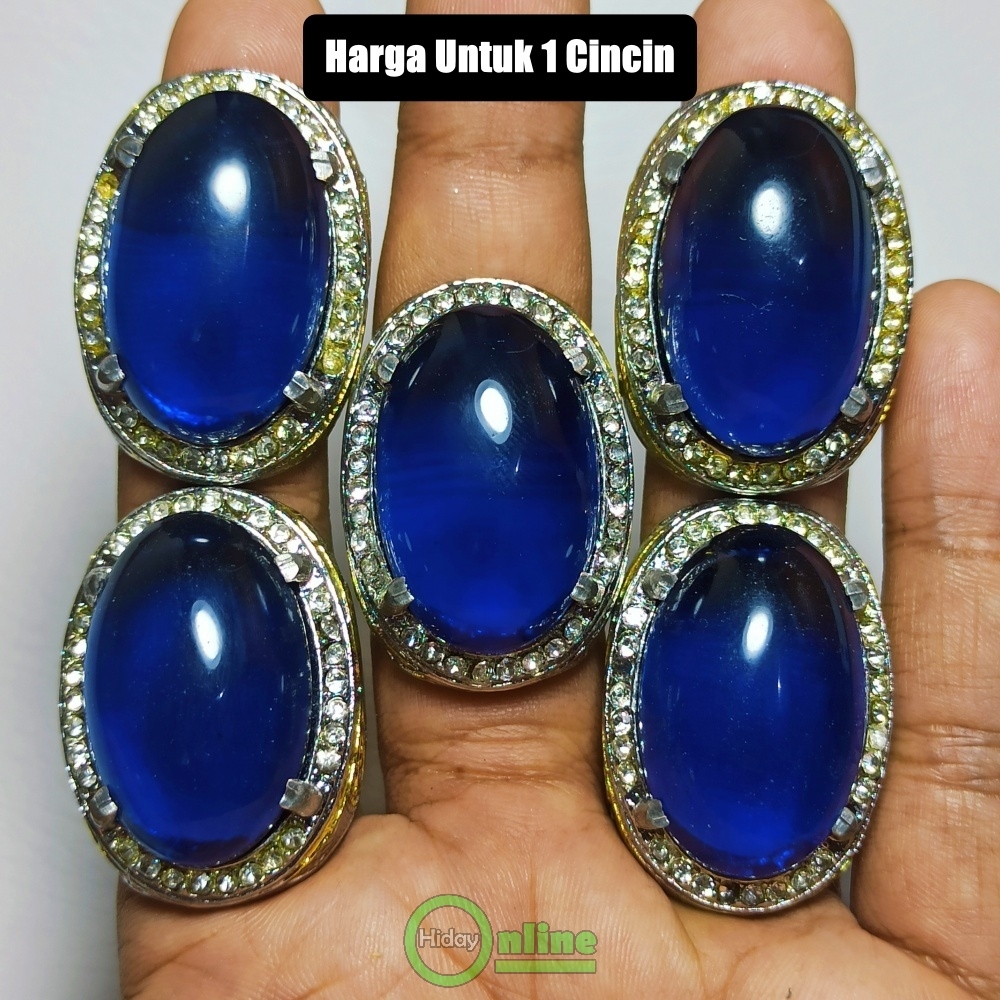 CINCIN BATU PERMATA KING SAFIR OVAL JUMBO 30MM