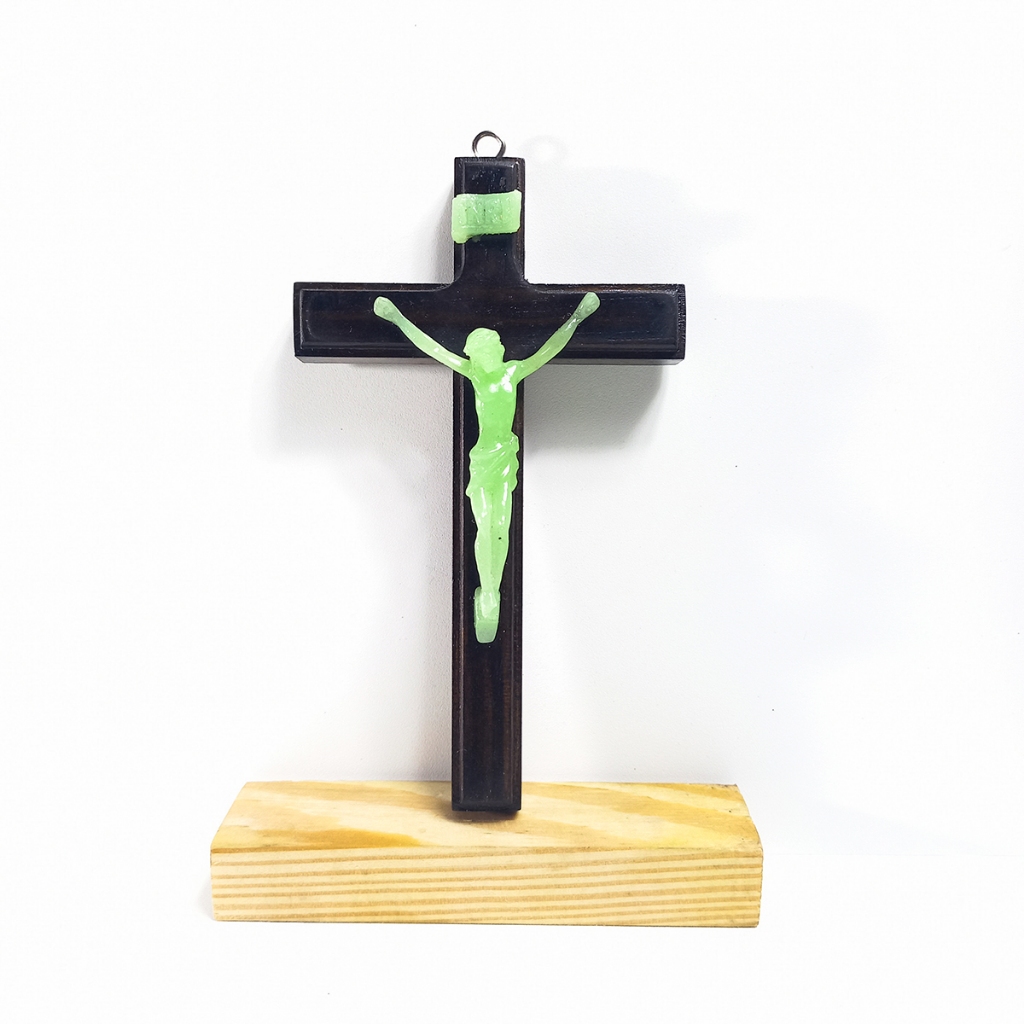 (SGK Fosfor 15 cm - HITAM) Salib Dinding Korpus Fosfor 15 cm/Hiasan Salib Dinding Fosfor Katolik/Sal