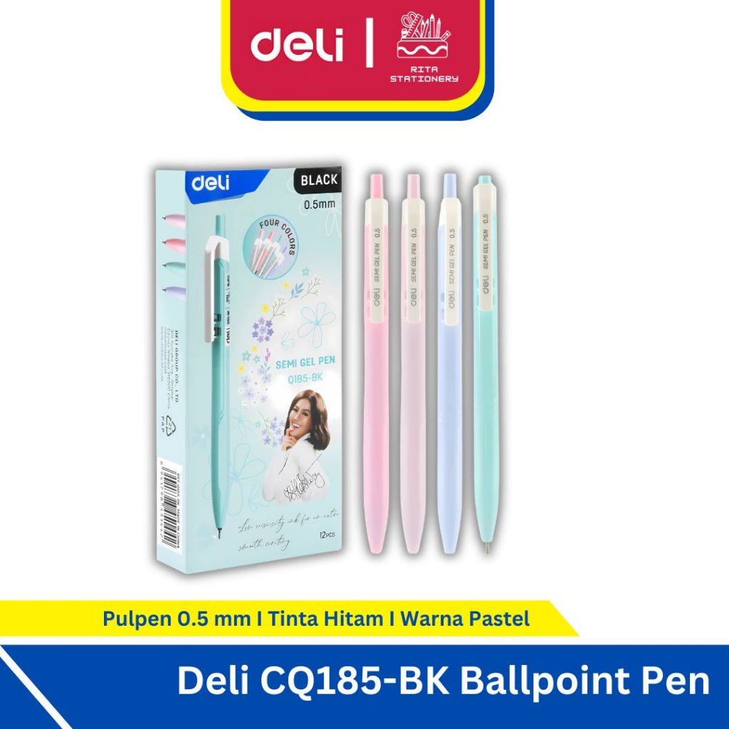 

Deli Ballpoint Semi Gel Pen - Pulpen 0.5mm CQ185-BK - Per Pcs