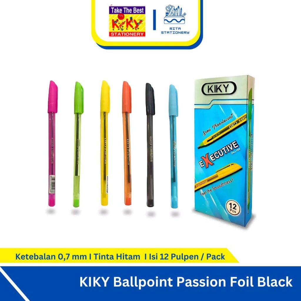 

Kiky Pulpen Murah Executive Ballpoint Translucent (Tinta Hitam) - 1pack.selusin isi 12 pulpen murah