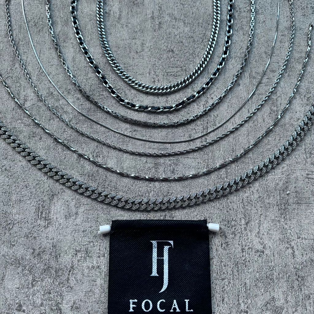 Kalung Pria Rantai Titanium Polos Anti Karat / Chain Necklace Sisik Naga / Kalung Rantai Saja FOCAL 