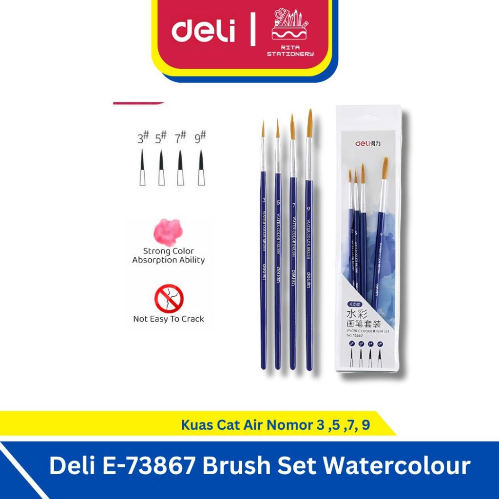 

Deli set kuas cat air Brush Set Watercolour - E-73867