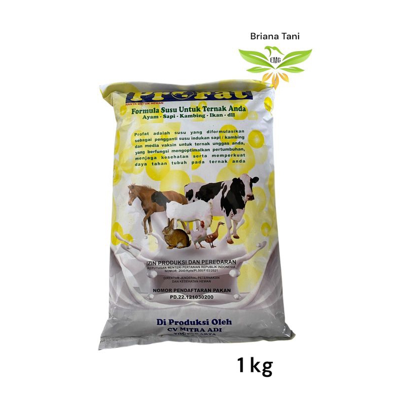 ￼PROFAT 1 KG SUSU FORMULA HEWAN Pengganti susu Indukan hewan ternak sapi,kuda,kelinci,ayam,ikan,kuci