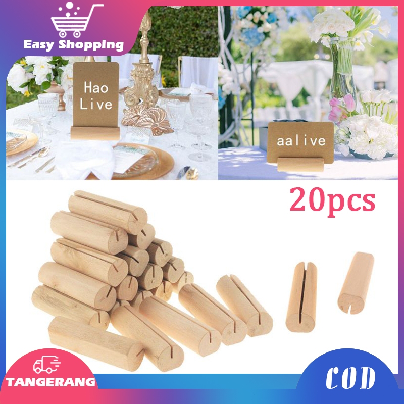

20pc Wooden Card Holder Price Tag Holder Kayu Tatakan Holder Foto Tiang Nomor Meja Stand Card Holder