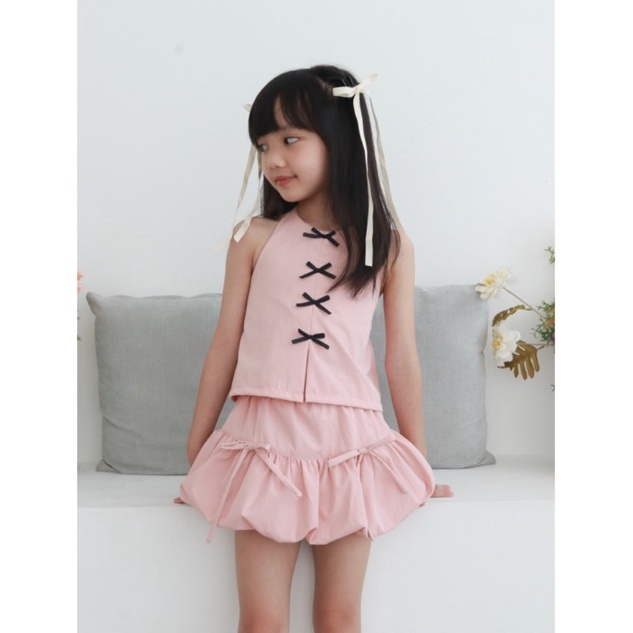 KODE T75H SHOPNOELLELETTA SETELAN BAJU ANAK BLACKPINK SETELAN ANAK PITA BAJU PITA SETELAN PITA BLACK