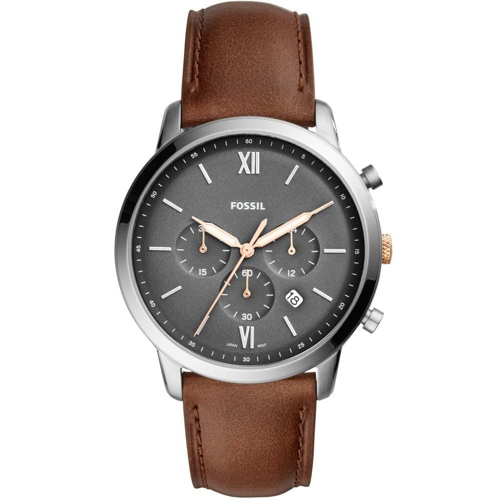 Jam Tangan Pria FS5408 Neutra Chronograph Grey Dial Brown Leather Strap