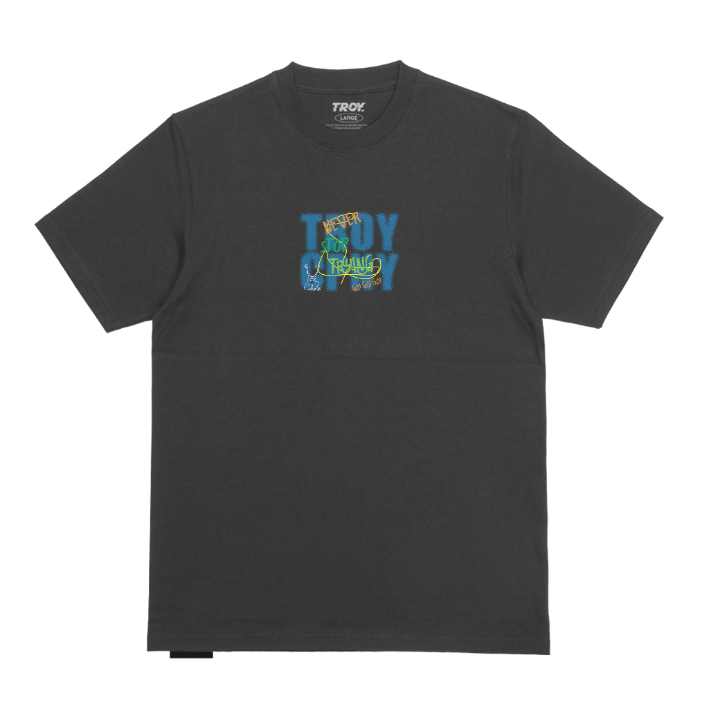 Troy Company Tshirt Dark Grey Naver Stop Trying - Kaos Lengan Pendek Kaos Abu Gelap MTD 2793