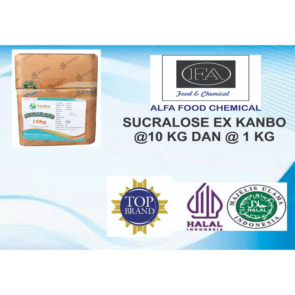 

SUCRALOSE /PEMANIS BUATAN PACKINGAN 1 KG DAN 10 KG BERSERTIFKAT HALAL MUI