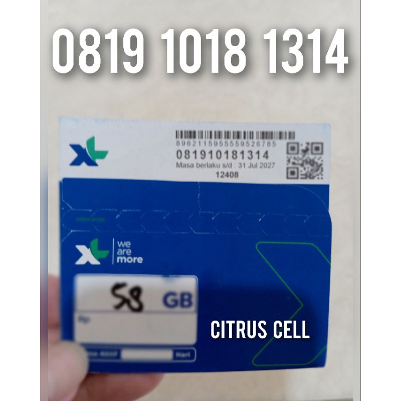 Kartu Perdana XL Axiata 4G 5G 12 Digit Nomor Cantik 0819 1018 1314 Free Kuota Utama 58 GB