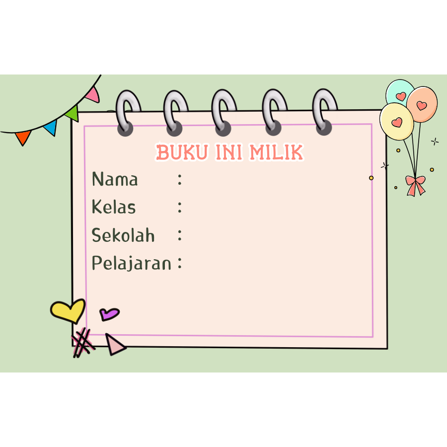 Kentang15 Aesthetic Book Label Sticker Sticker label Buku Sekolah Tempelan