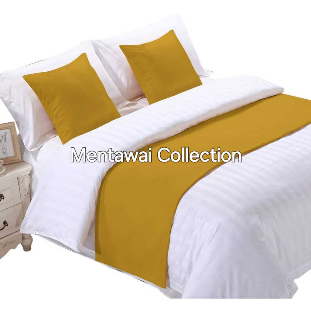 Bed runner Selendang Kasur Hotel Bahan Suede Premium Warna Gold Mewah Bisa Custom Ukuran