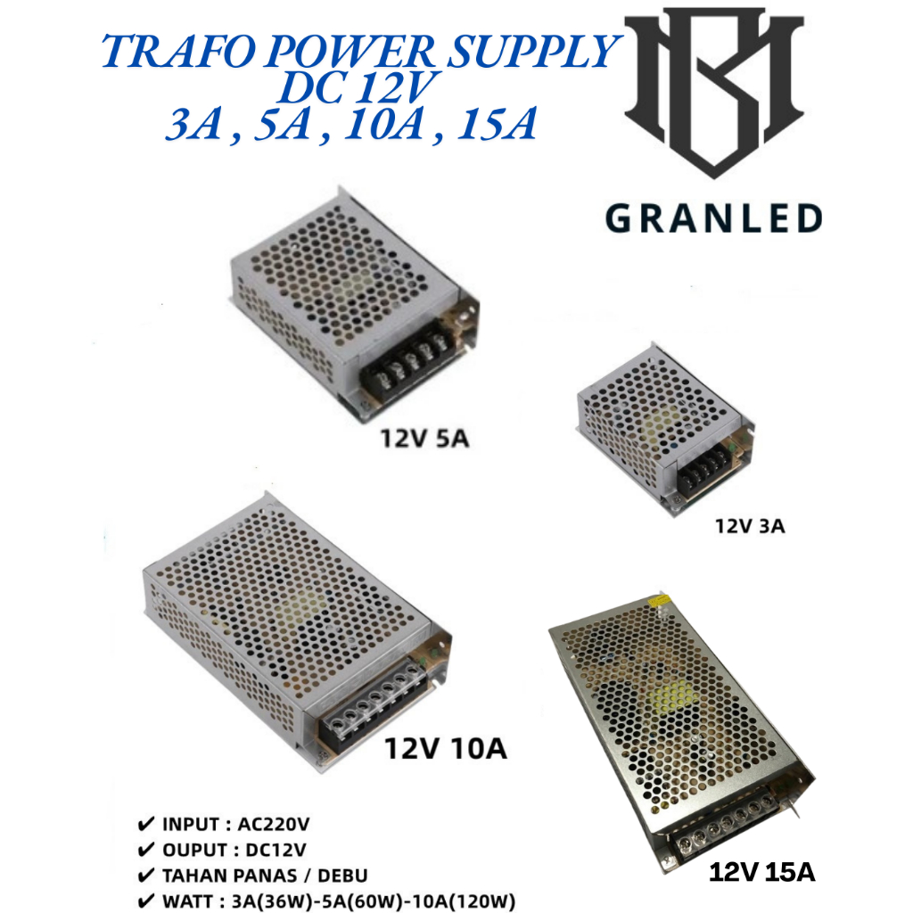 Power Supply Adaptor Switching Trafo LED Strip 12V 3A 12 Volt 3 Ampere 12V 5A 12 Volt 5 Ampere 12V 1