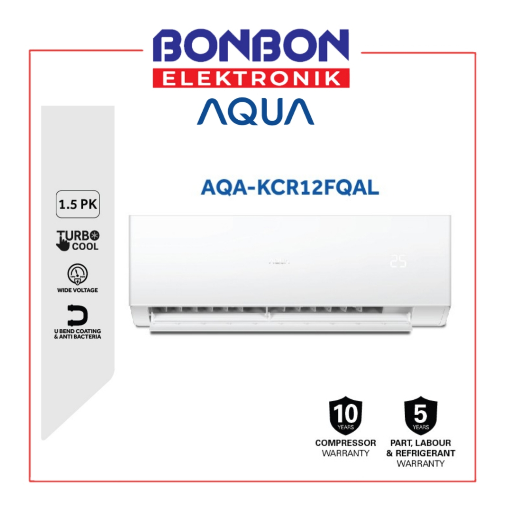 AQUA AC Split Standar 1.5 PK AQAKR12FQAL3 / AC TurboCool AQAKCR12FQAL 1 1/2PK / AQACR12FQAL