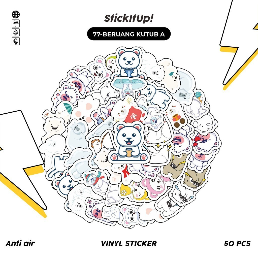 

COD✨ StickitUp100 Pcs Stiker Motif Hewan Beruang Kutub Lucu Anti Air Untuk Dekorasi Notebook Sepeda Skateboard Handphone DIY