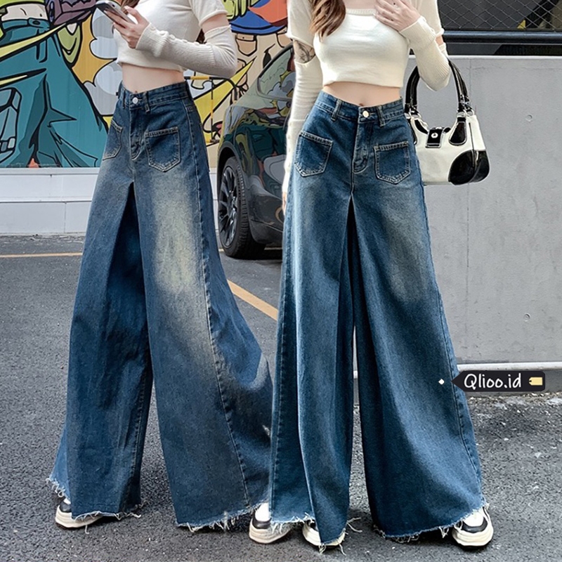 Retro Baggy Celana Jeans Panjang Wanita Highwaist Straight Wide Leg Boyfriend Celana Jeans Terbaru C