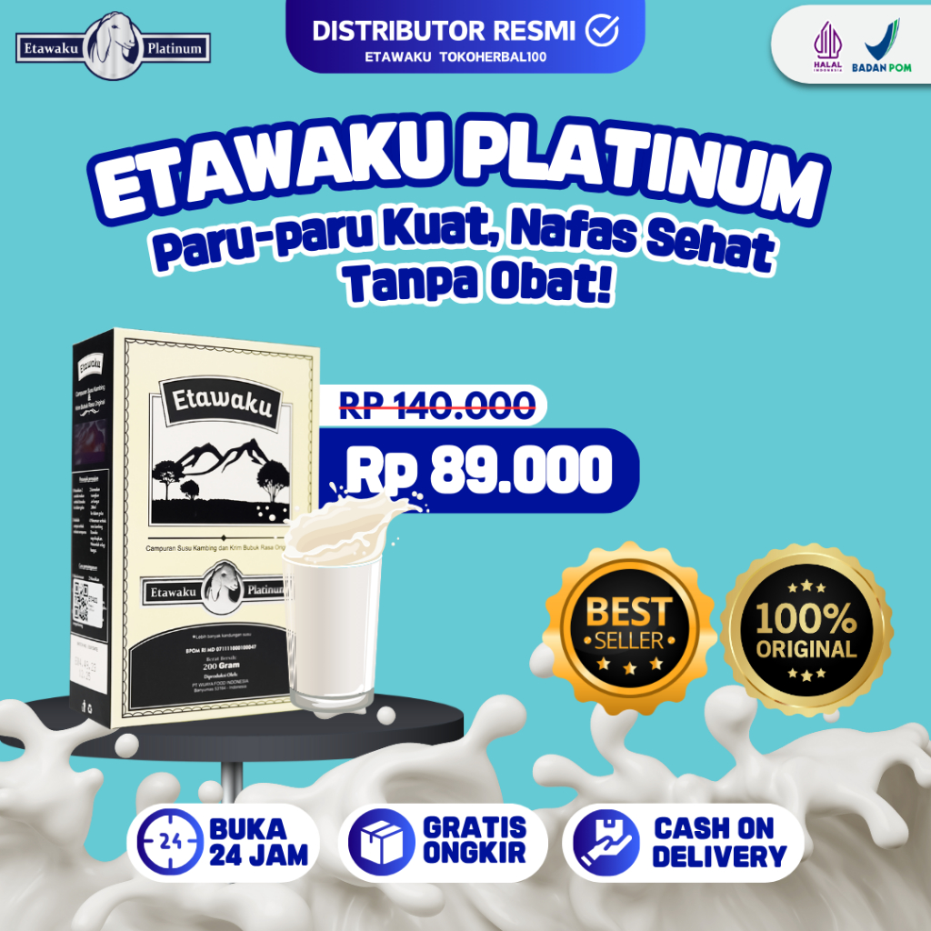 

Etawaku Platinum Original - Susu Kambing Etawa Solusi Atasi Masalah Paru-paru, Sesak Nafas dan Batuk