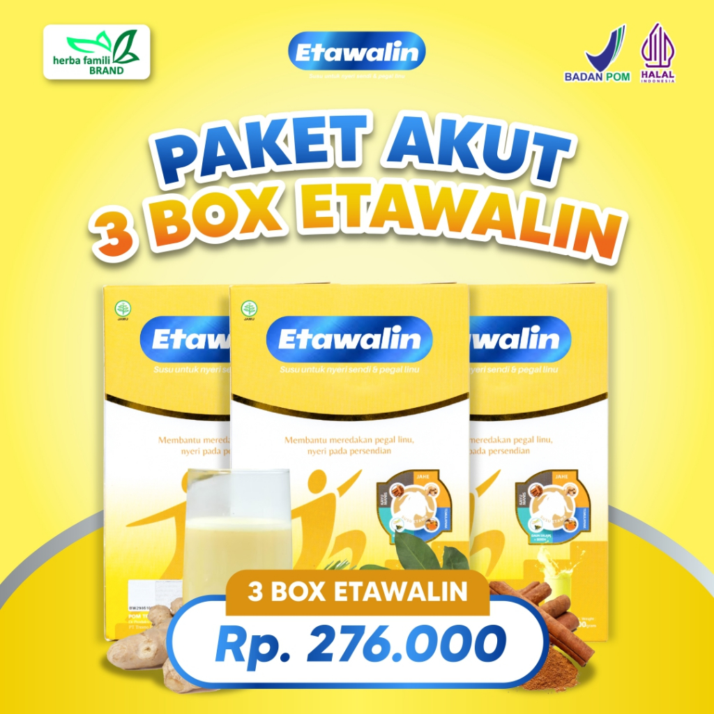 

Etawalin Original Paket 3 Box - Susu Etawa Bubuk Atasi Nyeri Pinggang Sendi Halal BPOM Isi 200 gr