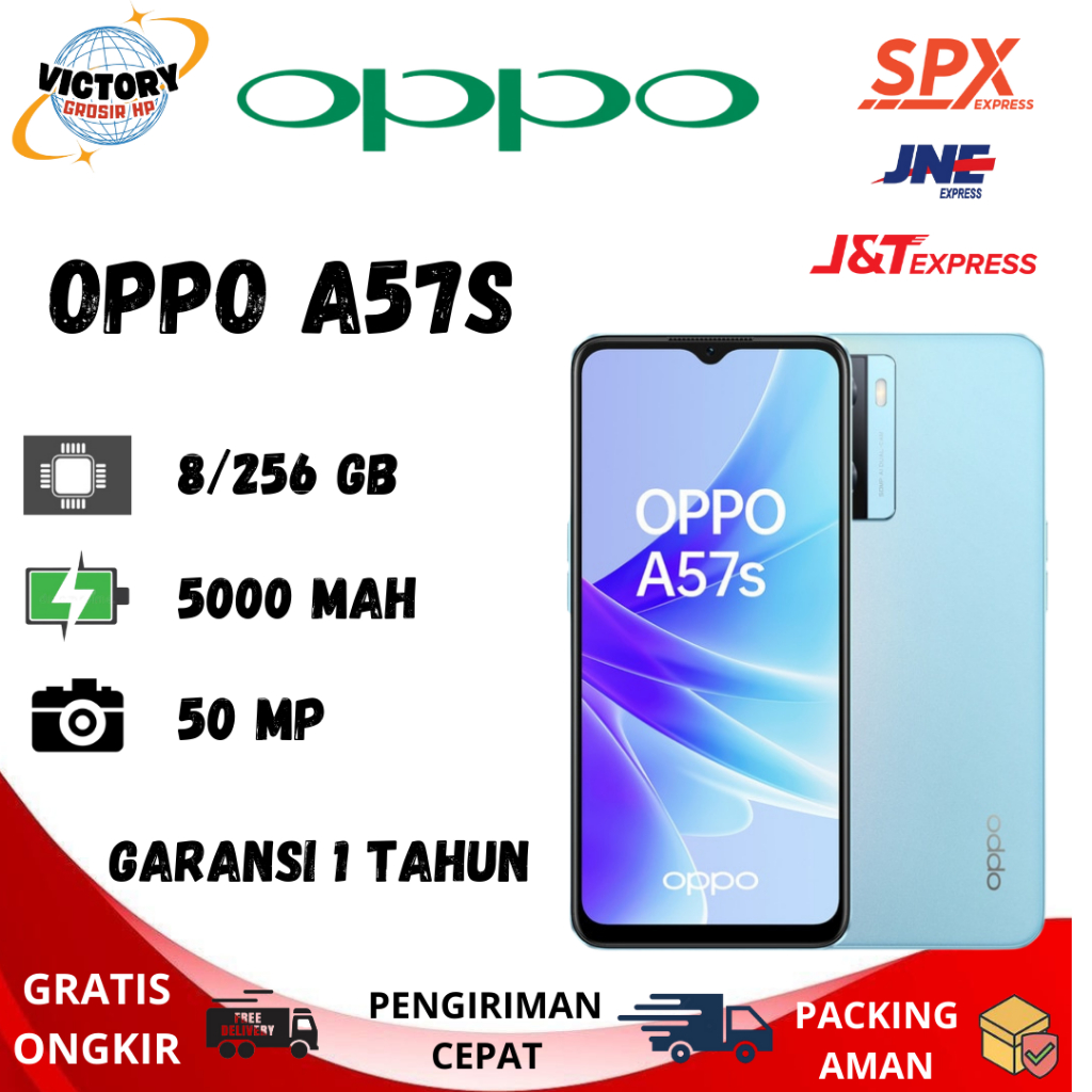 HP OPPO A57S RAM 8/256GB NEW FULLSET ❤️ BERGARANSI 12 BULAN ❤️