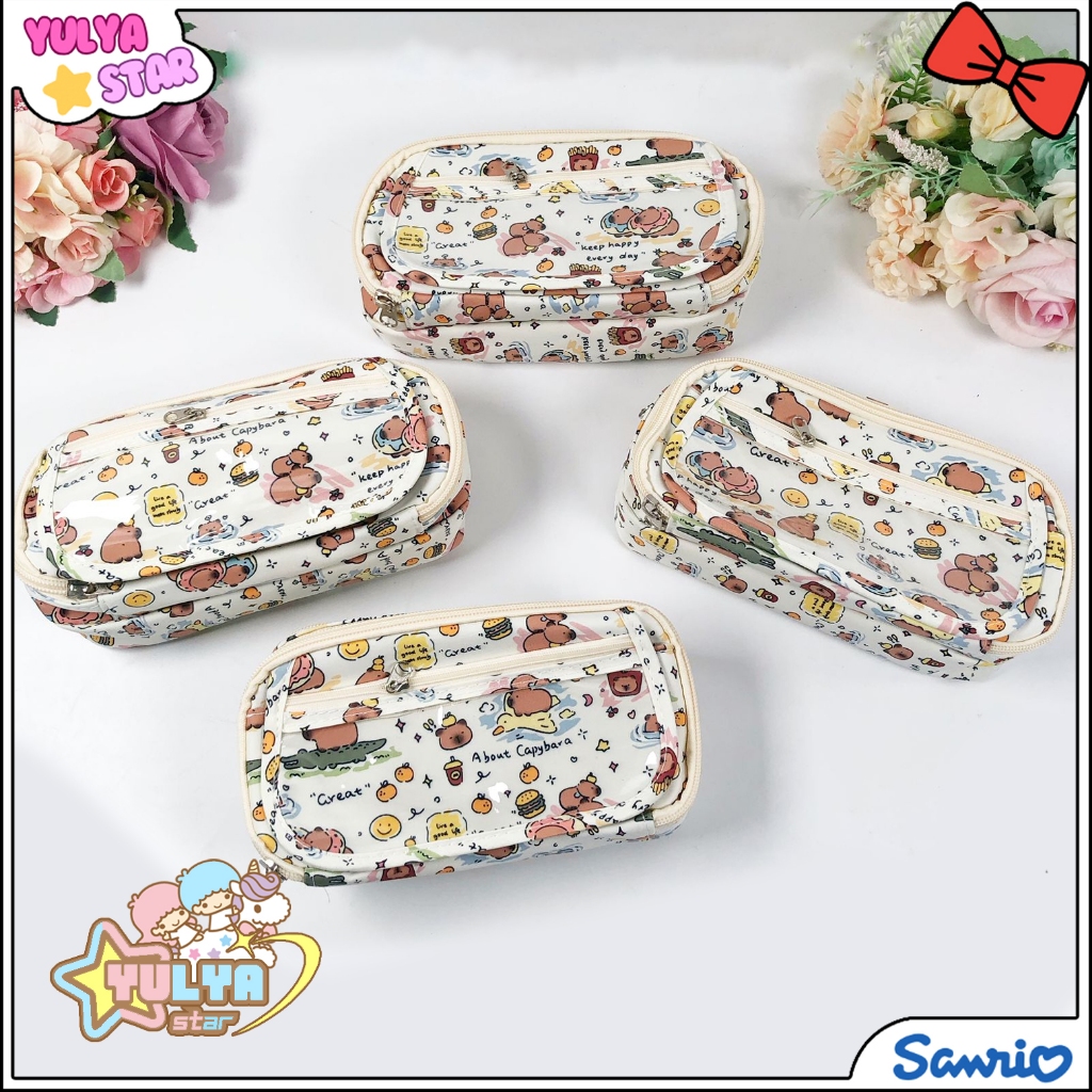 

Kotak pencil lucu motif capybara / kotak pencil capybara lucu