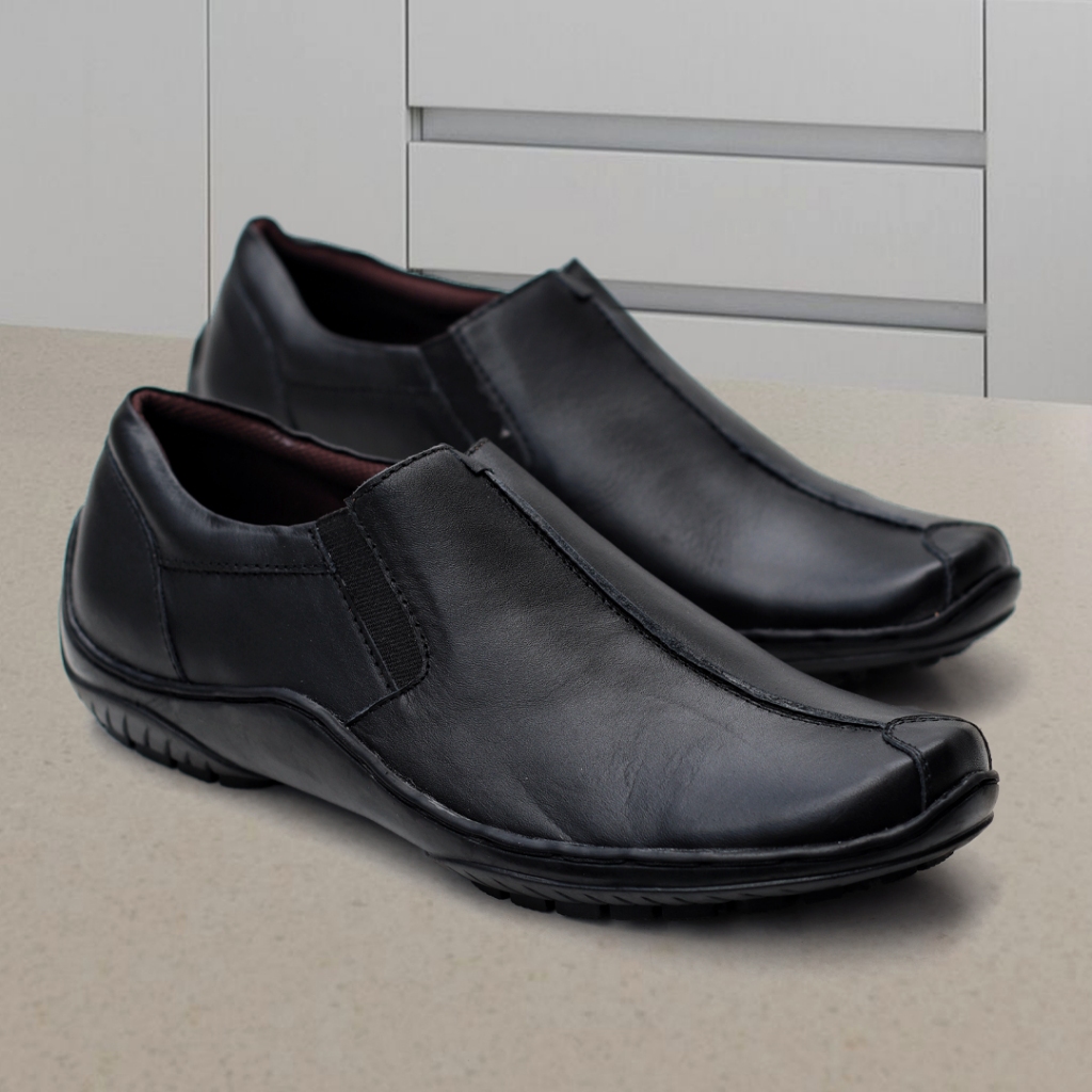 DOMINIC Platino Sepatu Slip on Pria Kasual Casual Kulit Asli Garut Terbaru Murah Kerja Kantor Kondan