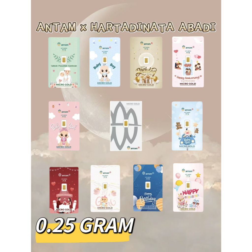 （Dalam stok）Gold Logam Mulia Antam x Hartadinata 0.25 Gram Antam Emas 0.25gr standar Dan Gift series