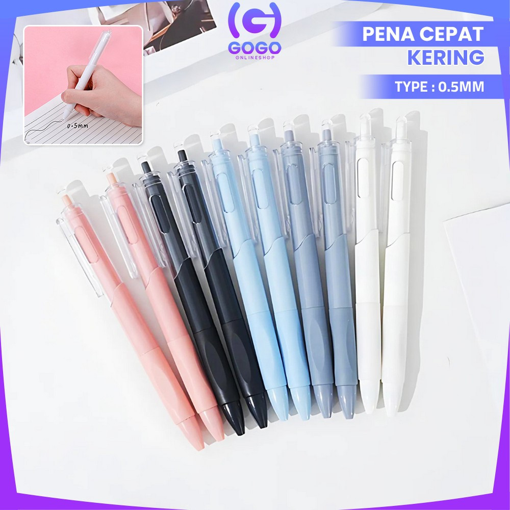 

GOGO-A100 Pulpen ST Cepat Kering 0.5MM Pulpen Mekanik Cetekan Pena Netral / Retractable Pen Student / Pena Hitam